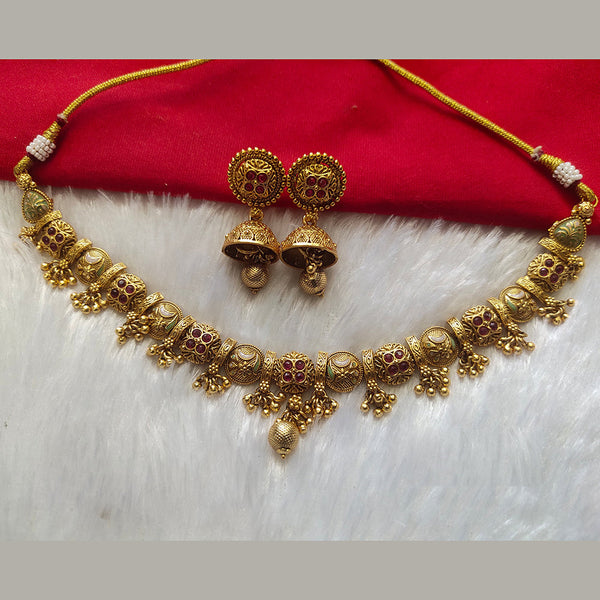 Kala Creation Gold Plated Pota Stone Necklace Set