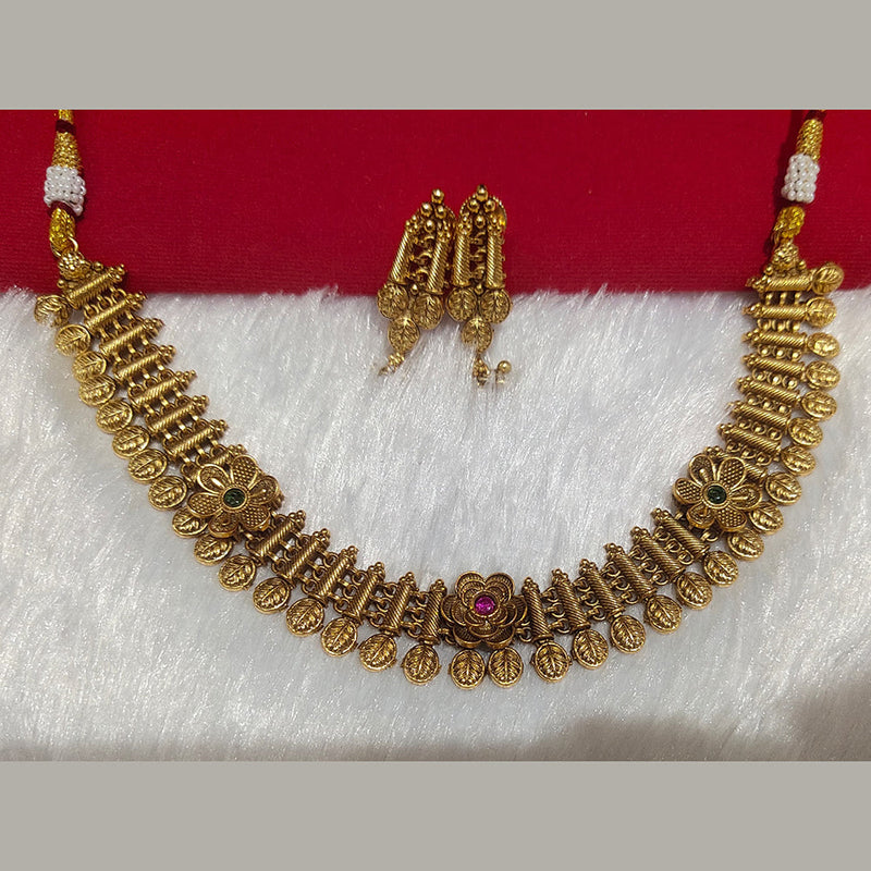 Kala Creation Gold Plated Pota Stone Necklace Set