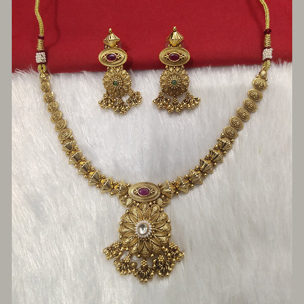 Kala Creation Gold Plated Pota Stone Necklace Set