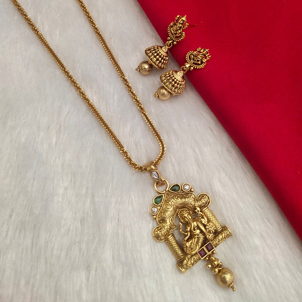 Kala Creation Gold Plated Temple Chain Pendant Set