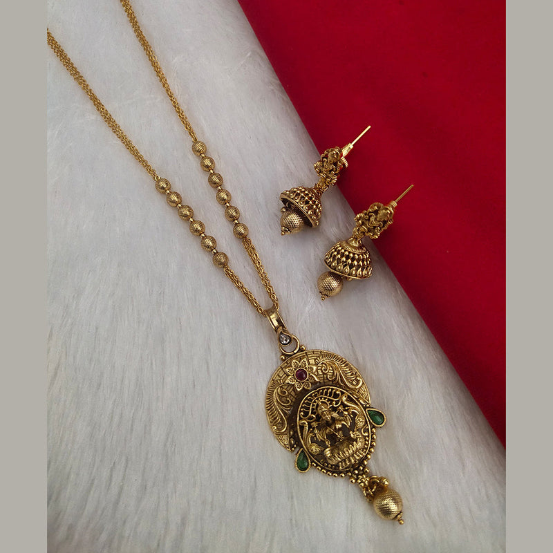 Kala Creation Gold Plated Temple Chain Pendant Set