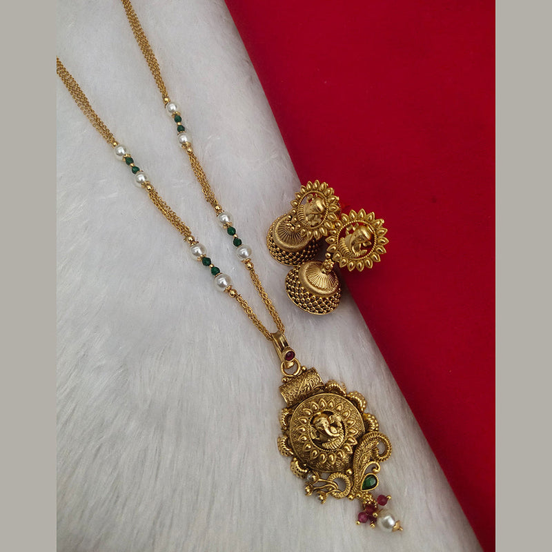 Kala Creation Gold Plated Temple Chain Pendant Set