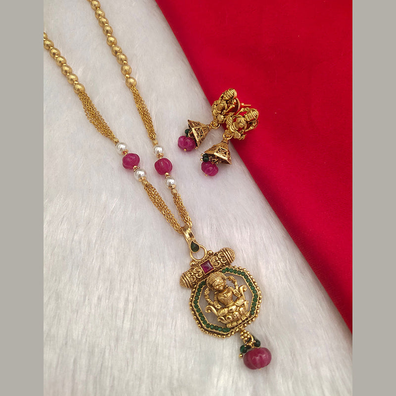 Kala Creation Gold Plated Temple Chain Pendant Set