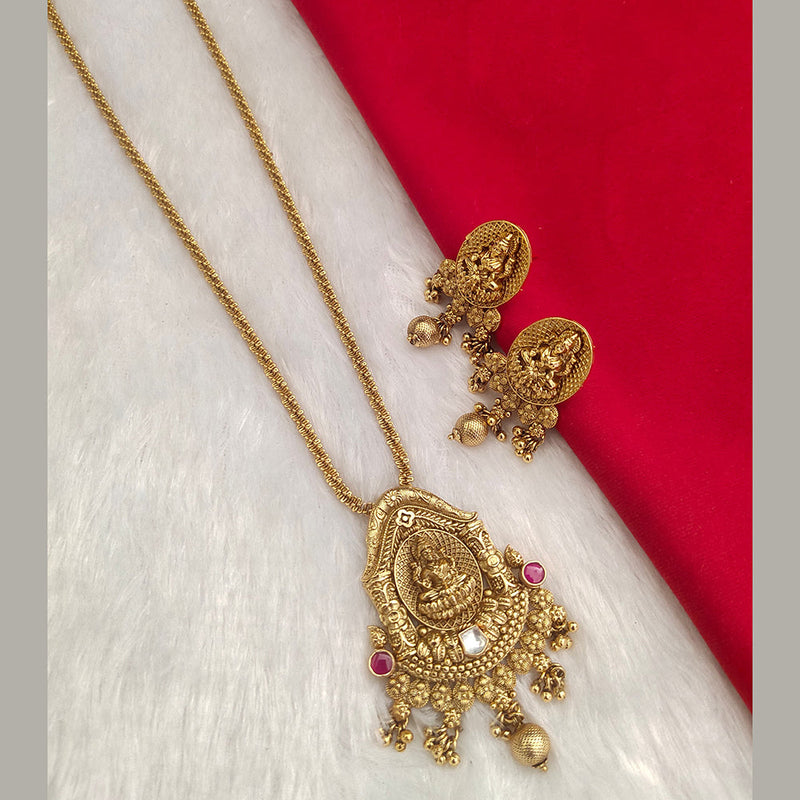 Kala Creation Gold Plated Temple Chain Pendant Set