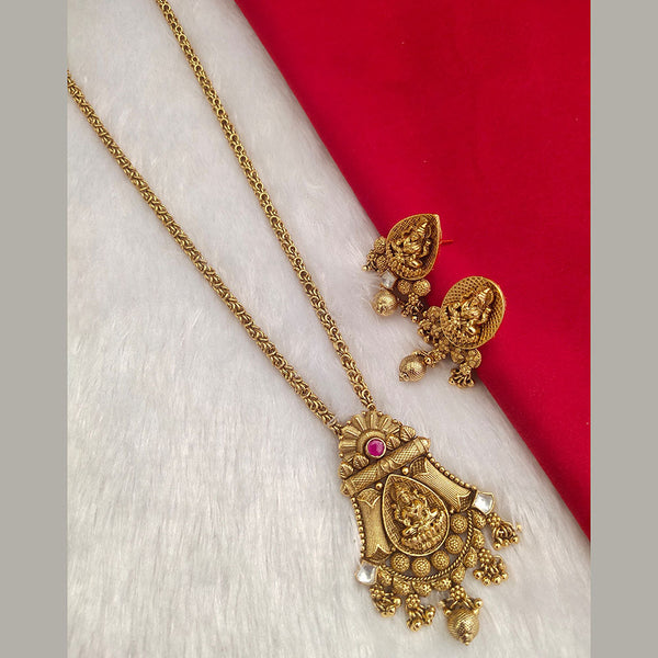 Kala Creation Gold Plated Temple Chain Pendant Set