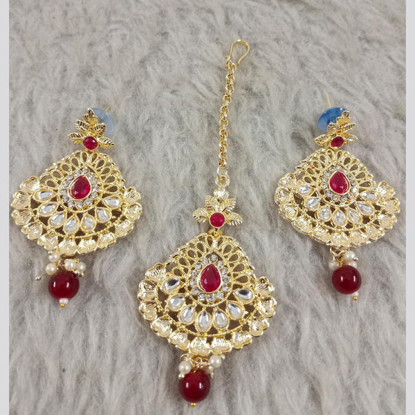 Star India Gold Plated Kundan Stone Earrings With Mangtikka