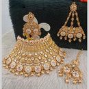 Star India Gold Plated Kundan Stone Pearl And Beads Choker Necklace Set
