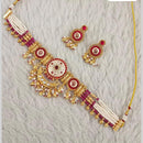 Star India Gold Plated Kundan Stone Pearl And Beads Choker Meenakari Necklace Set