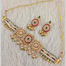 Star India Gold Plated Kundan Stone Pearl And Beads Choker Meenakari Necklace Set