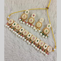 Star India Gold Plated Kundan Stone Pearl And Beads Choker Meenakari Necklace Set