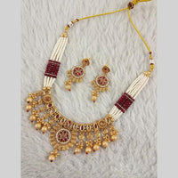 Star India Gold Plated Crystal Stone And Pearl Necklace Set