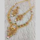 Star India Gold Plated Crystal Stone And Pearl Necklace Set