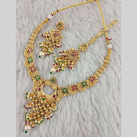 Star India Gold Plated Crystal Stone And Pearl Necklace Set