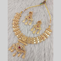 Star India Gold Plated Crystal Stone And Pearl Necklace Set