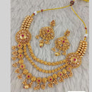 Star India Gold Plated Crystal Stone And Pearl Necklace Set