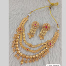 Star India Gold Plated Crystal Stone And Pearl Necklace Set