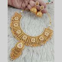 Star India Gold Plated Pota Stone And Pearl Necklace Set