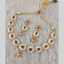 Star India Gold Plated Pota Stone And Pearl Meenakari Necklace Set