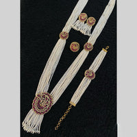 Star India Gold Plated American Diamond And Pearl Combo Set