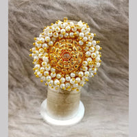 Star India Gold Plated Crystal Stone And Pearl Ring