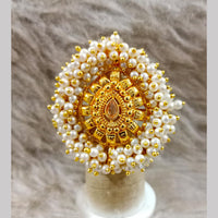 Star India Gold Plated Crystal Stone And Pearl Ring