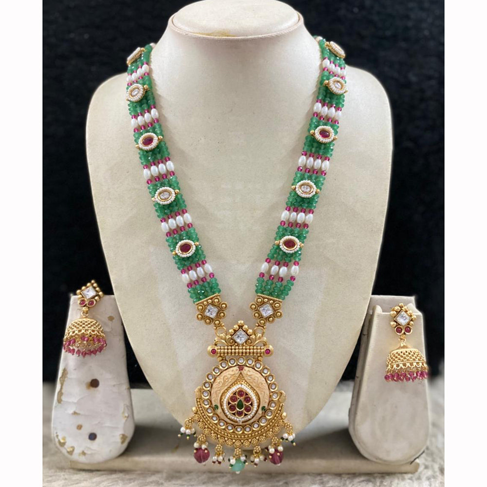 Star India Designer Pota Stone Beads And Pearl Meenakari Long Necklace Set