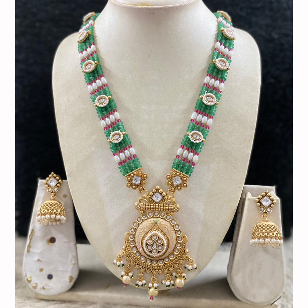 Star India Designer Pota Stone Beads And Pearl Meenakari Long Necklace Set
