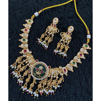 Star India Pota Stone Pearl And Beaded Meenakari Necklace Set