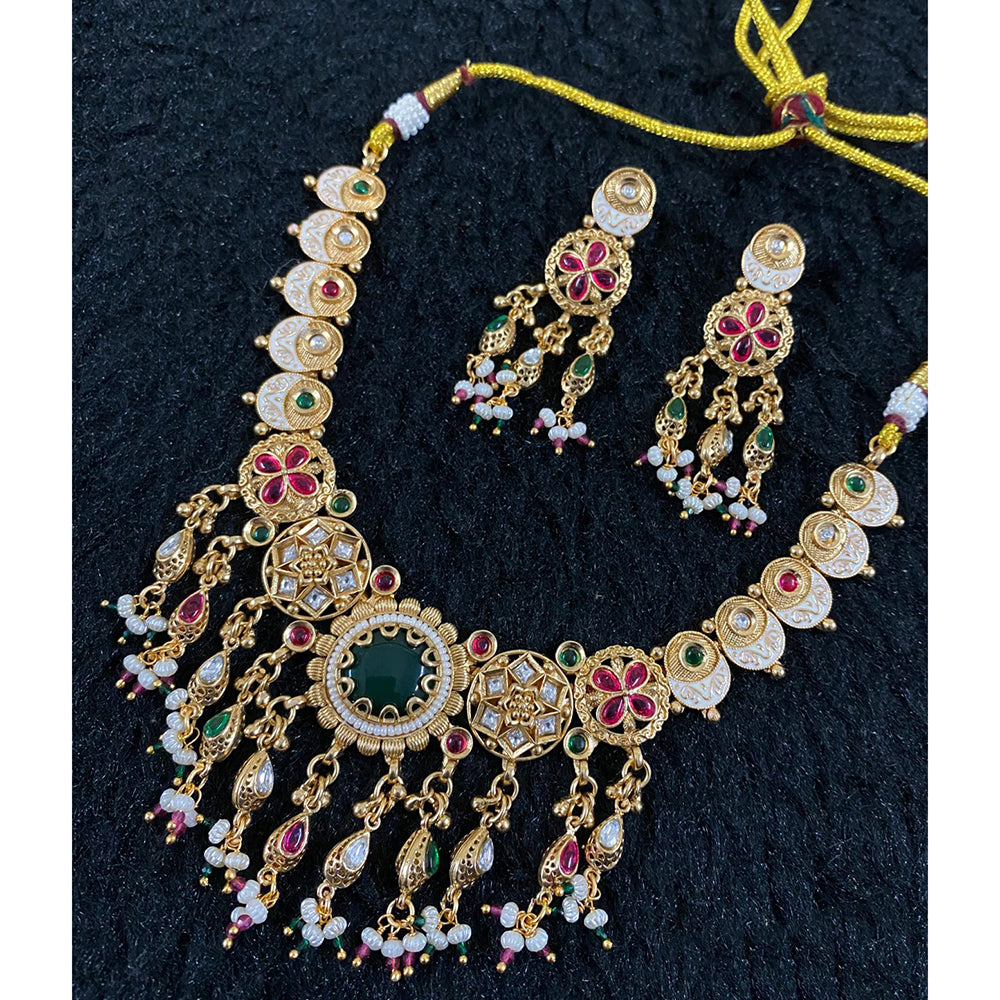 Star India Pota Stone Pearl And Beaded Meenakari Necklace Set
