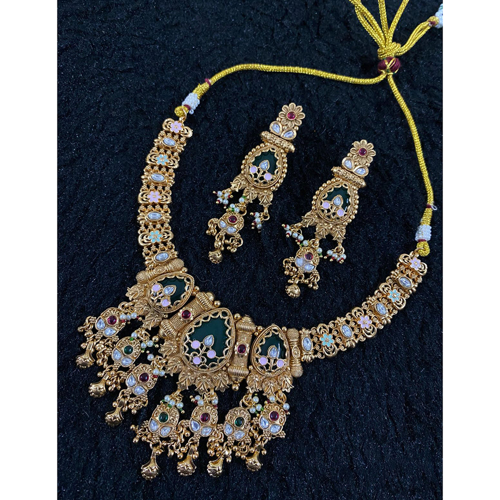 Star India Pota Stone Pearl And Meenakari Necklace Set
