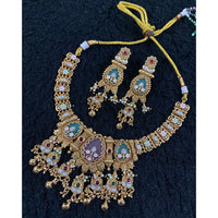Star India Pota Stone Pearl And Meenakari Necklace Set