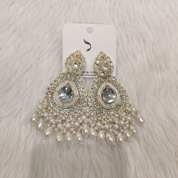 Dhwani Gold Plated Kundan Stone And Pearl Dangler Earrings