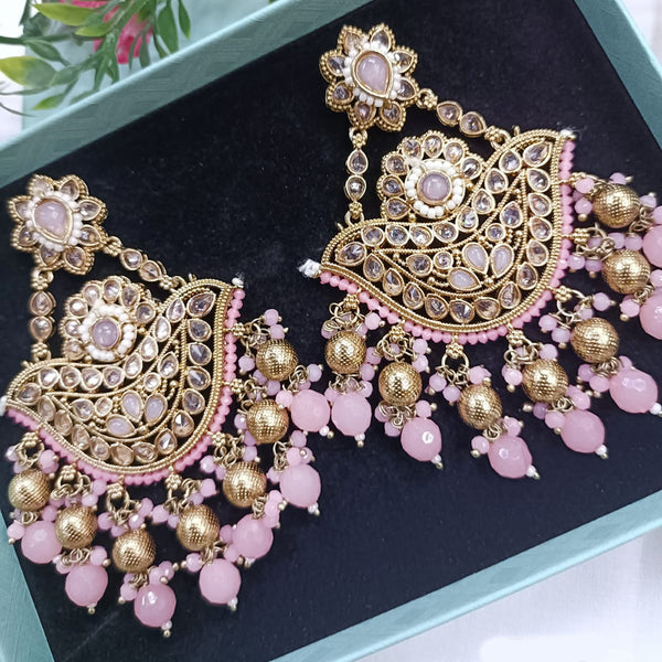Exotica Collection Gold Plated Crystal And Pearl  Dangler Earrings