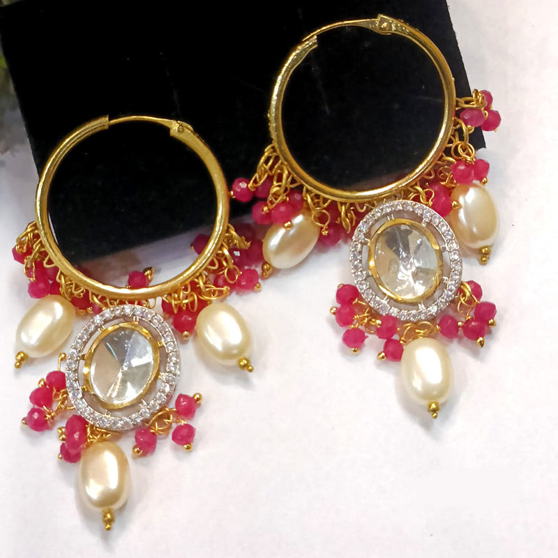 Exotica Collection Gold Plated Crystal And Pearl  Dangler Earrings