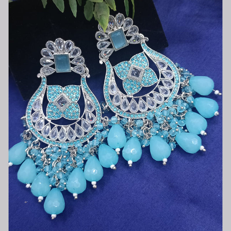 Exotica Collection Silver Plated Crystal And Pearl  Dangler Earrings