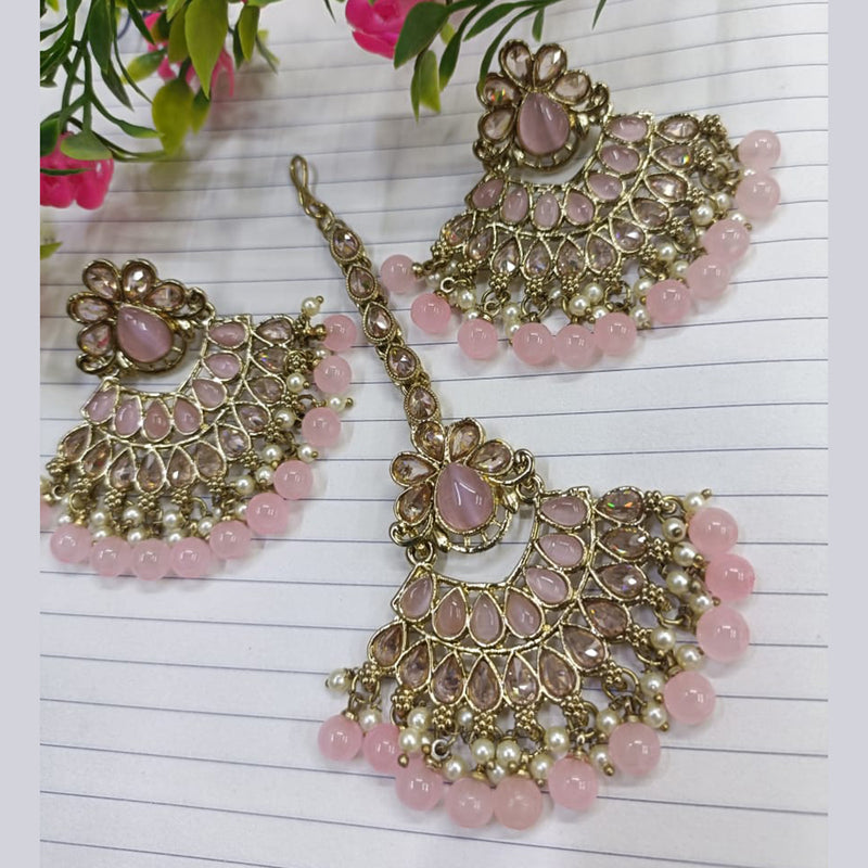 Exotica Collection Gold Plated Crystal Stone Earring With Mangtikka