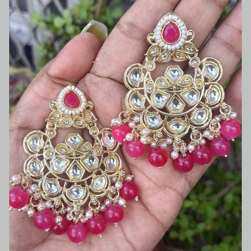 Exotica Collection Gold Plated Polki Kundan And Pearls Dangler Earrings