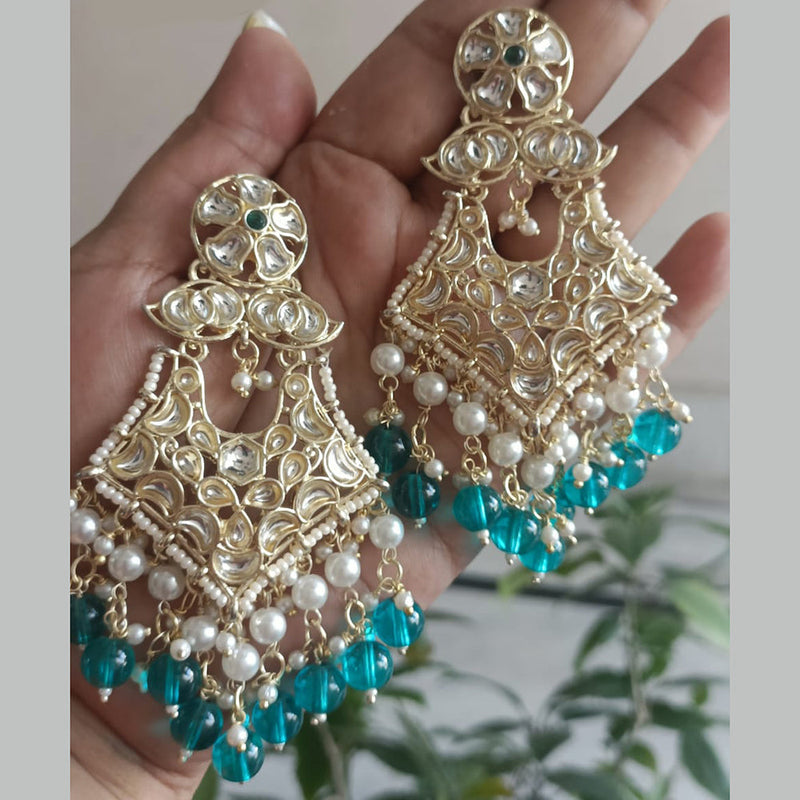 Exotica Collection Gold Plated Polki Kundan And Pearls Dangler Earrings