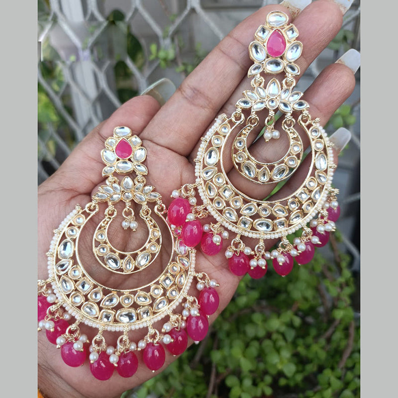 Exotica Collection Gold Plated Polki Kundan And Pearls Dangler Earrings