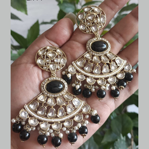 Exotica Collection Gold Plated Polki Kundan And Pearls Dangler Earrings