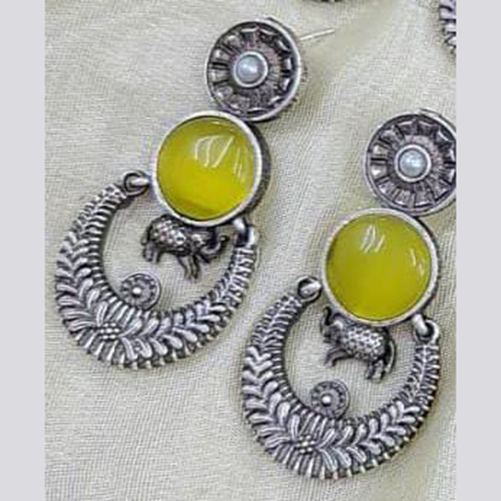 Exotica Collection Oxidised Plated Pota Stone Dangler Earrings