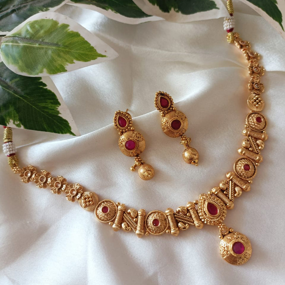 Exotica Collection Gold Plated Pota Stone Necklace Set