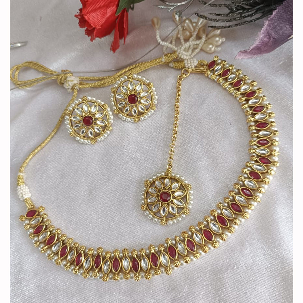 Exotica Collection Fancy Kundan Stone And Pearl Necklace Set