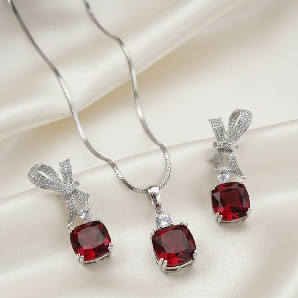 Exotica Collection Lightweight Sparkling Crystal Stone Chain Pendant Set