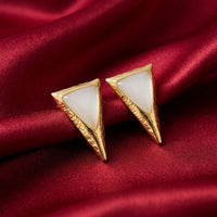 Exotica Collection Designer Pota Stone Rectangular Shape Stud Earrings