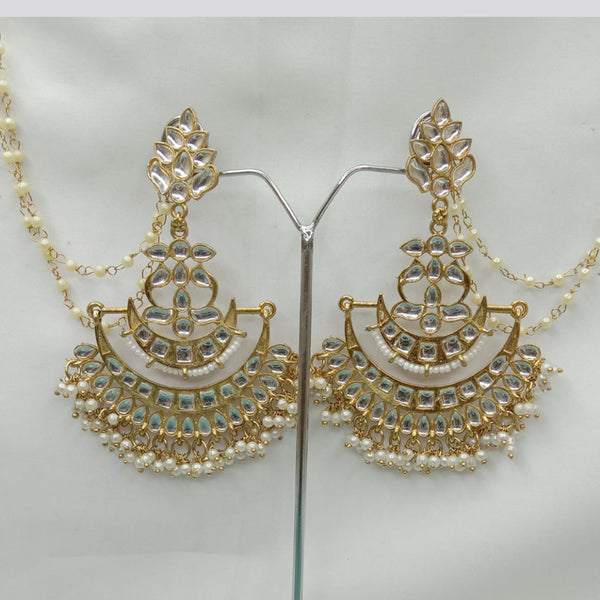 S. P Jewellery Gold Plated Kundan Stone Dangler Kanchain Earrings