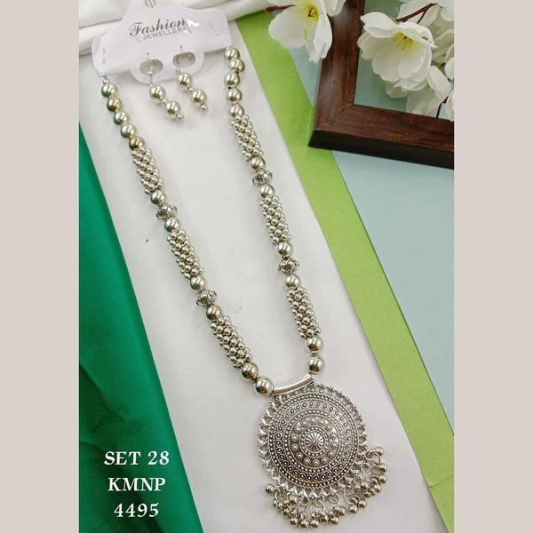 S. P Jewellery Oxidised Plated Long Necklace Set