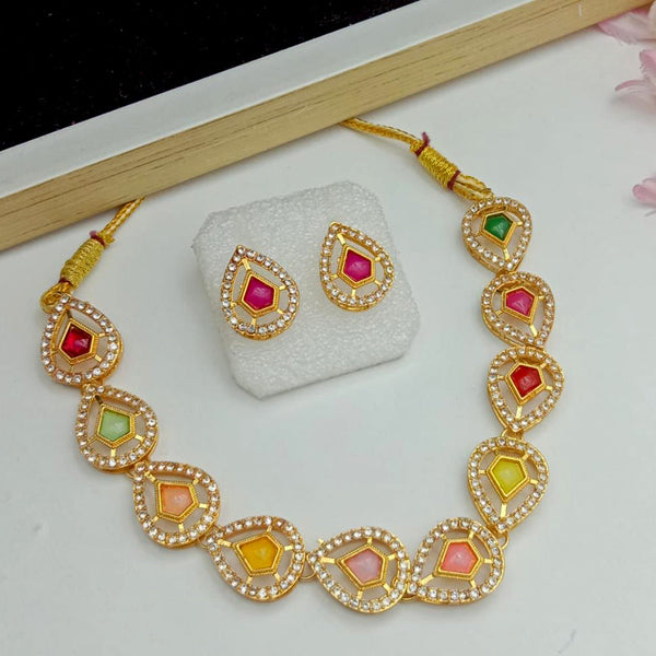 SP Jewellery Gold Plated Crystal Stone Necklace Set