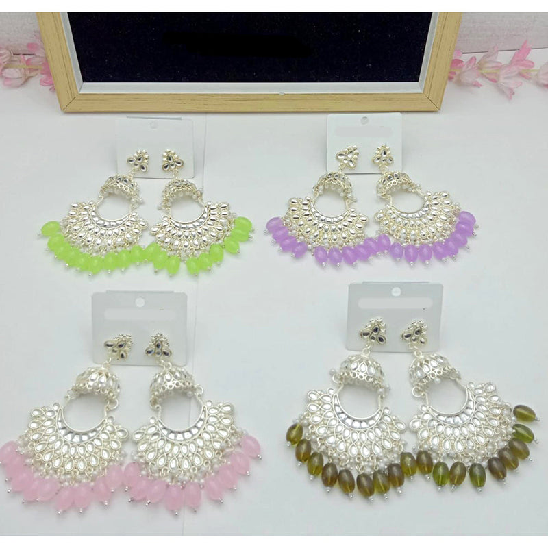 SP Jewellery Silver Plated Kundan Stone Dangler Earrings