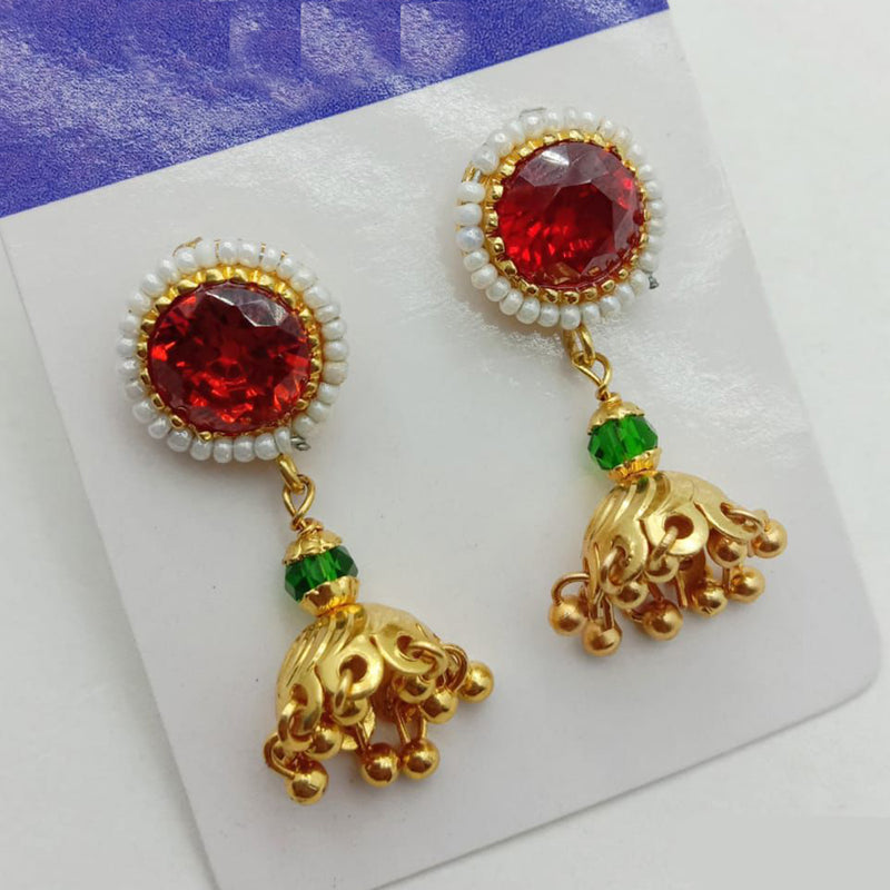 SP Jewellery Gold Plated Crystal Stone Jhumki Earrings